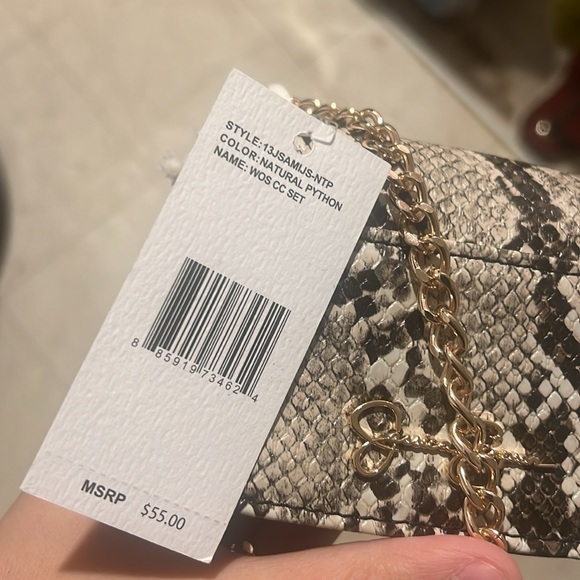 Jessica Simpson mini snake style pattern mini purse bag natural python chain - Picture 13 of 13